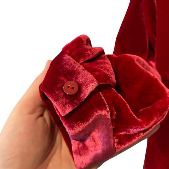 NWT Eileen Fisher The System Ruby Red Silk Velvet Knee Length Dress Size Large - Picture 14 of 16